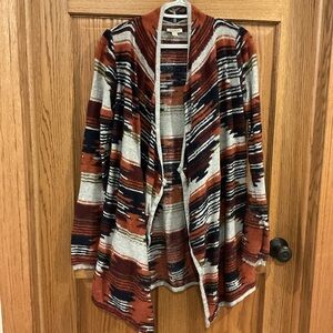 Lucky Brand Southwestern Aztec Open Front Cardigan Small Boho Cottagecore